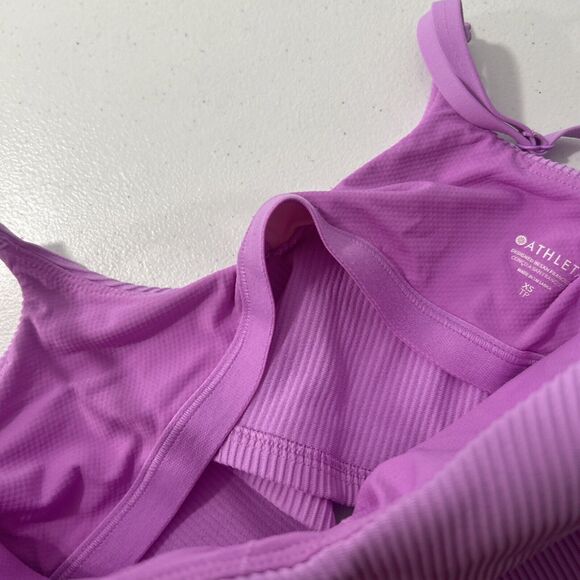 Athleta Crop Top Womens Extra Small TP Purple Athletic Ribbed Fitted Running‎ - Picture 5 of 6